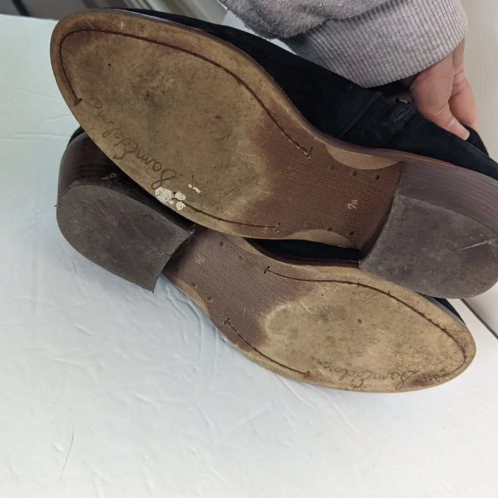 Sam Edelman‎ Western Petty Suede Boot Black Leather Boho Stagecoach 7.5